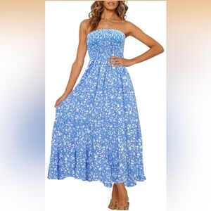 Zesica Summer Strapless High Waist Maxi Dress